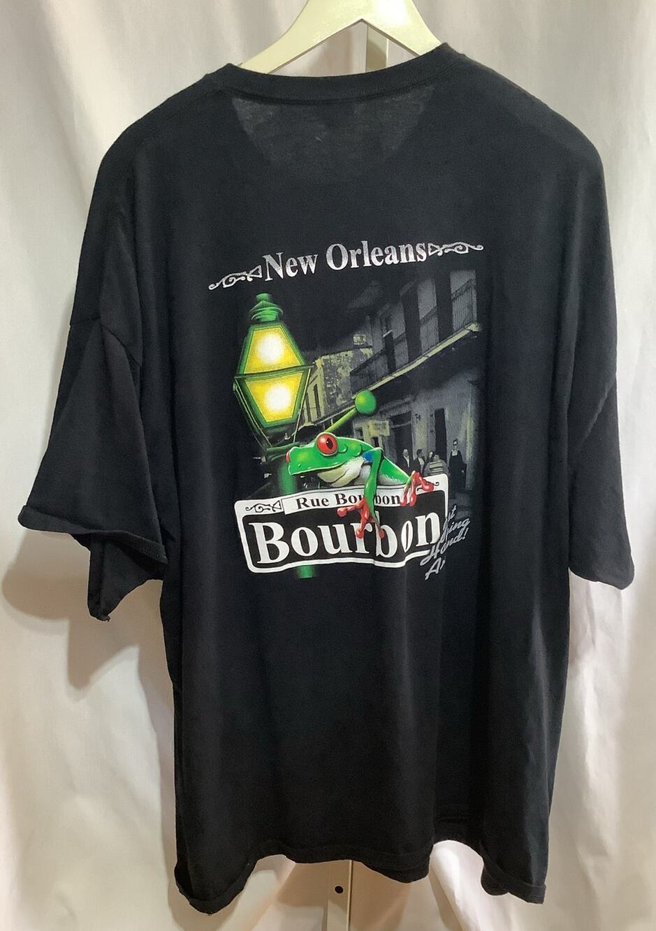 Vintage New Orleans Bourbon Street Frog Black Graphic T Shirt XL